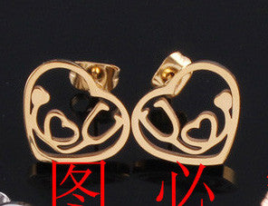 18K Rose Gold/Gold/Silver Heart Stethoscope Stud Earrings for Women Fashion Brinco Doucles D'oreille Bijoux Earring Jewelry-Low Cost Product-Low Cost Product