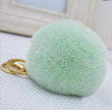 Real Fur Ball 8.5cm Pompom Keychain Car Keyring Rabbit Fur Ball Keychain Fur Brand Pompons Bag Charms With Chains Keyring-Low Cost Product-Low Cost Product