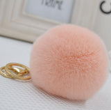 Real Fur Ball 8.5cm Pompom Keychain Car Keyring Rabbit Fur Ball Keychain Fur Brand Pompons Bag Charms With Chains Keyring-Low Cost Product-Low Cost Product