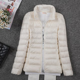 Tengo Thin Down Jacket Female New Long Sleeved Hooded Women Ultra Light Warm Coat-Low Cost Product-Low Cost Product