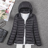 Tengo Thin Down Jacket Female New Long Sleeved Hooded Women Ultra Light Warm Coat-Low Cost Product-Low Cost Product