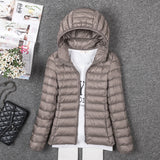 Tengo Thin Down Jacket Female New Long Sleeved Hooded Women Ultra Light Warm Coat-Low Cost Product-Low Cost Product