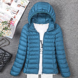 Tengo Thin Down Jacket Female New Long Sleeved Hooded Women Ultra Light Warm Coat-Low Cost Product-Low Cost Product