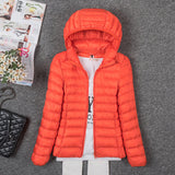 Tengo Thin Down Jacket Female New Long Sleeved Hooded Women Ultra Light Warm Coat-Low Cost Product-Low Cost Product