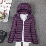 Tengo Thin Down Jacket Female New Long Sleeved Hooded Women Ultra Light Warm Coat-Low Cost Product-Low Cost Product