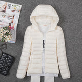 Tengo Thin Down Jacket Female New Long Sleeved Hooded Women Ultra Light Warm Coat-Low Cost Product-Low Cost Product