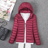 Tengo Thin Down Jacket Female New Long Sleeved Hooded Women Ultra Light Warm Coat-Low Cost Product-Low Cost Product