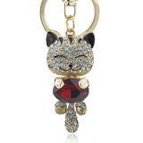 Lucky Smile Cat Crystal Rhinestone Keyrings Key Chains Holder Purse Bag For Car christmas Gift Keychains Jewelry llaveros K218-Low Cost Product-Low Cost Product