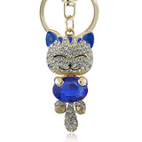Lucky Smile Cat Crystal Rhinestone Keyrings Key Chains Holder Purse Bag For Car christmas Gift Keychains Jewelry llaveros K218-Low Cost Product-Low Cost Product
