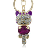 Lucky Smile Cat Crystal Rhinestone Keyrings Key Chains Holder Purse Bag For Car christmas Gift Keychains Jewelry llaveros K218-Low Cost Product-Low Cost Product
