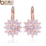 BAMOER Luxury Champagne Gold Flower Stud Earrings with Zircon Stone Women Birthday Gift Bijouterie JIE014-Low Cost Product-Low Cost Product