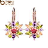 BAMOER Luxury Champagne Gold Flower Stud Earrings with Zircon Stone Women Birthday Gift Bijouterie JIE014-Low Cost Product-Low Cost Product