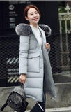 2016 Fashion Long Winter Jacket Women Slim Solid Hooded Fur Collar Zippers Pocket Ladies Long Jacket Warm Down Coat Plus Size-Low Cost Product-Low Cost Product