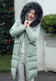 2016 Fashion Long Winter Jacket Women Slim Solid Hooded Fur Collar Zippers Pocket Ladies Long Jacket Warm Down Coat Plus Size-Low Cost Product-Low Cost Product
