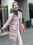 2016 Fashion Long Winter Jacket Women Slim Solid Hooded Fur Collar Zippers Pocket Ladies Long Jacket Warm Down Coat Plus Size-Low Cost Product-Low Cost Product