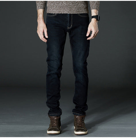 Drizzte Mens Winter Fleece Jeans Lined Stretch Denim Warm Black Jeans For Men Designer Slim Fit Brand Trousers Pants Jeans-Low Cost Product-Low Cost Product