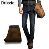 Drizzte Mens Winter Stretch Thicken Jeans with Warm Fleece High Quality Denim Jean Pants Trousers Size 28-35-42-Low Cost Product-Low Cost Product