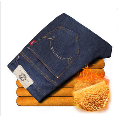 Mens Winter Thicken Stretch Denim Jeans Warm Fleece Jean Pants Trousers Size 32 33 34 35 36 38 40 42-Low Cost Product-Low Cost Product