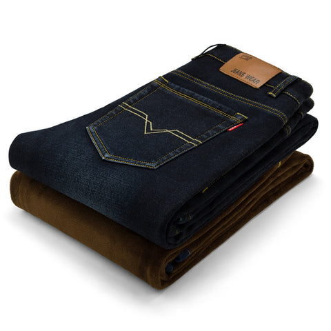 AIRGRACIAS Brand Mens Winter Stretch Thicken Jeans Warm Fleece High Quality Denim Biker Jean Pants Trousers Size 28-42-Low Cost Product-Low Cost Product
