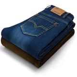 AIRGRACIAS Brand Mens Winter Stretch Thicken Jeans Warm Fleece High Quality Denim Biker Jean Pants Trousers Size 28-42-Low Cost Product-Low Cost Product