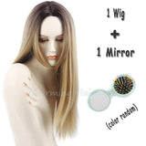 Grey Ombre Wig False Hair Synthetic Wigs for Black Women 26" Long Straight Natural Cheap Hair jenner Gray Wig Female Hair-Low Cost Product-Low Cost Product