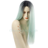 Grey Ombre Wig False Hair Synthetic Wigs for Black Women 26" Long Straight Natural Cheap Hair jenner Gray Wig Female Hair-Low Cost Product-Low Cost Product