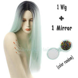 Grey Ombre Wig False Hair Synthetic Wigs for Black Women 26" Long Straight Natural Cheap Hair jenner Gray Wig Female Hair-Low Cost Product-Low Cost Product