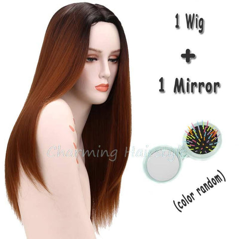 Grey Ombre Wig False Hair Synthetic Wigs for Black Women 26" Long Straight Natural Cheap Hair jenner Gray Wig Female Hair-Low Cost Product-Low Cost Product