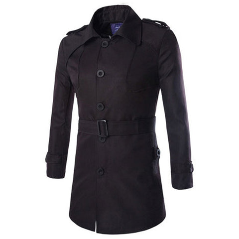 2015 Autumn Fashion Long Trench Coat Men Single Breasted Casual Outerwear Coat Men's Jackets Windbreaker Trench Coat 5 Colors-Low Cost Product-Low Cost Product