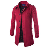 2015 Autumn Fashion Long Trench Coat Men Single Breasted Casual Outerwear Coat Men's Jackets Windbreaker Trench Coat 5 Colors-Low Cost Product-Low Cost Product