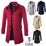 2015 Autumn Fashion Long Trench Coat Men Single Breasted Casual Outerwear Coat Men's Jackets Windbreaker Trench Coat 5 Colors-Low Cost Product-Low Cost Product