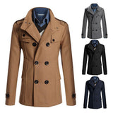 2015 Fashion Men's Winter Coat Turn-down Collar Wool Blends Warm Men's Thick Coat Double Breasted Winter Overcoat For Male-Low Cost Product-Low Cost Product