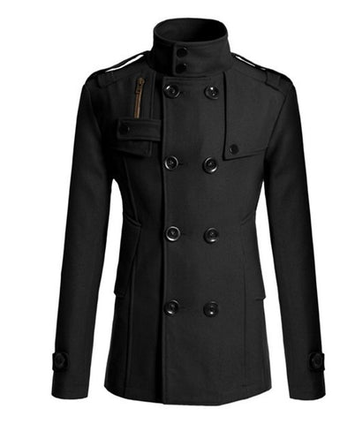 2015 Fashion Men's Winter Coat Turn-down Collar Wool Blends Warm Men's Thick Coat Double Breasted Winter Overcoat For Male-Low Cost Product-Low Cost Product