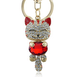 Lucky Smile Cat Crystal Rhinestone Keyrings Key Chains Holder Purse Bag For Car christmas Gift Keychains Jewelry llaveros K218-Low Cost Product-Low Cost Product