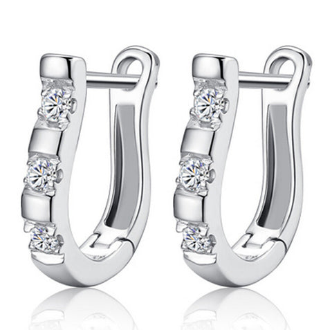 2015 pendientes Luxury 925-sterling-silver Earrings Flash CZ Diamond Harp Studs Horse Shoe Earrings Women brincos E170-Low Cost Product-Low Cost Product