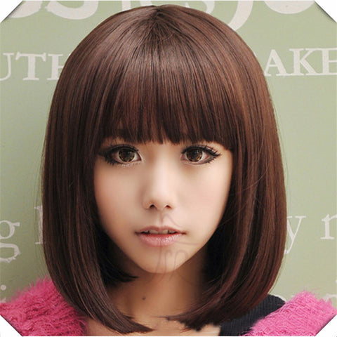 Blonde Short Wig Women's Cute Fringe Straight Bob Cosplay Wig Heat Resistant Full Hair Blonde Short Wig-Low Cost Product-Low Cost Product