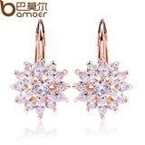 BAMOER Luxury Champagne Gold Flower Stud Earrings with Zircon Stone Women Birthday Gift Bijouterie JIE014-Low Cost Product-Low Cost Product