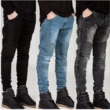 Biker Jeans 2016 mens denim biker jeans zipper straight men strech slim fit quality jeans classic blue cheap biker jeans hip hop-Low Cost Product-Low Cost Product