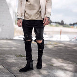 Cool Mens Hip Hip Jeans Skinny Pencil Men Kanye West Denim Pants Destroyed Distressed Ripped Jeans With Holes For Men-Low Cost Product-Low Cost Product