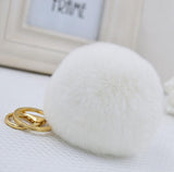 Real Fur Ball 8.5cm Pompom Keychain Car Keyring Rabbit Fur Ball Keychain Fur Brand Pompons Bag Charms With Chains Keyring-Low Cost Product-Low Cost Product