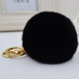 Real Fur Ball 8.5cm Pompom Keychain Car Keyring Rabbit Fur Ball Keychain Fur Brand Pompons Bag Charms With Chains Keyring-Low Cost Product-Low Cost Product