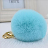 Real Fur Ball 8.5cm Pompom Keychain Car Keyring Rabbit Fur Ball Keychain Fur Brand Pompons Bag Charms With Chains Keyring-Low Cost Product-Low Cost Product
