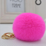 Real Fur Ball 8.5cm Pompom Keychain Car Keyring Rabbit Fur Ball Keychain Fur Brand Pompons Bag Charms With Chains Keyring-Low Cost Product-Low Cost Product