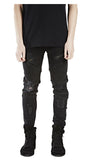 Hi-Street Mens Ripped Rider Biker Jeans Motorcycle Slim Fit Washed Black Grey Blue Moto Denim Pants Joggers For Skinny Men AY724-Low Cost Product-Low Cost Product