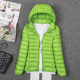 Tengo Thin Down Jacket Female New Long Sleeved Hooded Women Ultra Light Warm Coat-Low Cost Product-Low Cost Product