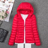Tengo Thin Down Jacket Female New Long Sleeved Hooded Women Ultra Light Warm Coat-Low Cost Product-Low Cost Product