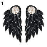 Women's Angel Wings Rhinestone Inlaid Alloy Ear Studs Party Jewelry Earrings C64Z-Low Cost Product-Low Cost Product
