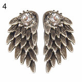 Women's Angel Wings Rhinestone Inlaid Alloy Ear Studs Party Jewelry Earrings C64Z-Low Cost Product-Low Cost Product