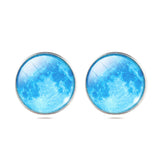Fashion Jewelry Moon Galaxy Glass Cabochon Silver Stud Earrings 2015 New Earrings For Women-Low Cost Product-Low Cost Product