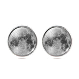 Fashion Jewelry Moon Galaxy Glass Cabochon Silver Stud Earrings 2015 New Earrings For Women-Low Cost Product-Low Cost Product